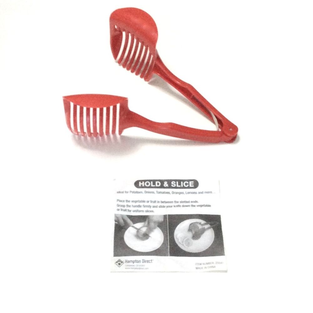 Hold & Slice Gadget for Eggs/Onions/Potatoes/Tomatoes/Fruits *RED*